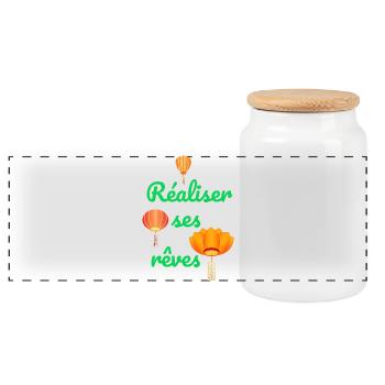 Réaliser ses rêves - Boîte à biscuits avec couvercle en bois - blanc - Devant