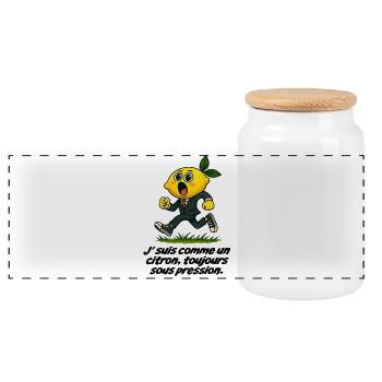 Lemon Under Pressure Common in Costume - Panoramic Cookie Jar with Wooden Lid - white - Front