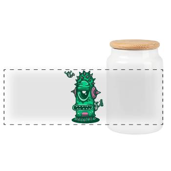 Retro Musical Thorn Monster - Panoramic Cookie Jar with Wooden Lid - white - Front