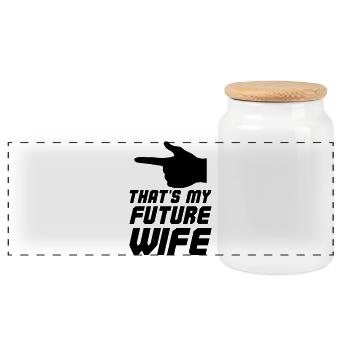 Thats my future Wife - Panorama Keksdose mit Holzdeckel - Weiß - Vorne