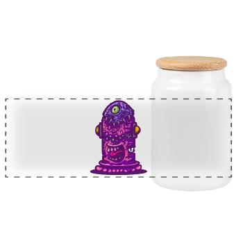 Violettes psychedelisches Monster - Panorama Keksdose mit Holzdeckel - Weiß - Vorne
