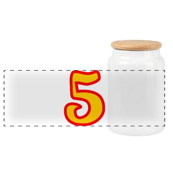 5. ANNIVERSAIRE. 5 ANS. 5e ANNIVERSAIRE - Boîte à biscuits avec couvercle en bois - blanc - Devant
