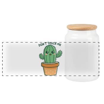 Cactus Rigolo Ne Pas Toucher - Boîte à biscuits avec couvercle en bois - blanc - Devant