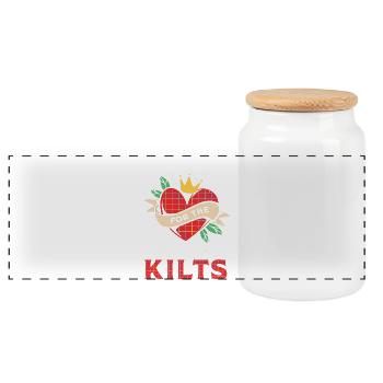 Kilt Scotland Scotland Jupe Tartan - Boîte à biscuits avec couvercle en bois - blanc - Devant