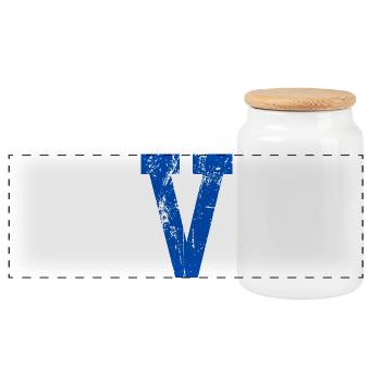 Lettre v sport rétro  - Boîte à biscuits avec couvercle en bois - blanc - Devant
