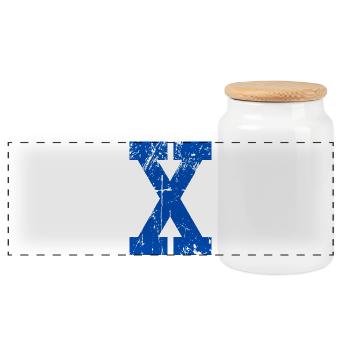 Letter X Retro Sport - Panorama Keksdose mit Holzdeckel - Weiß - Vorne