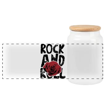 Rock and roll - Boîte à biscuits avec couvercle en bois - blanc - Devant