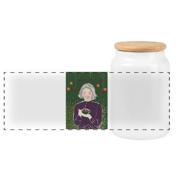 mulled wine - Panoramic Cookie Jar with Wooden Lid - white - Front