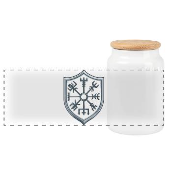 Vegvisir Schild Symbolik - Panorama Keksdose mit Holzdeckel - Weiß - Vorne