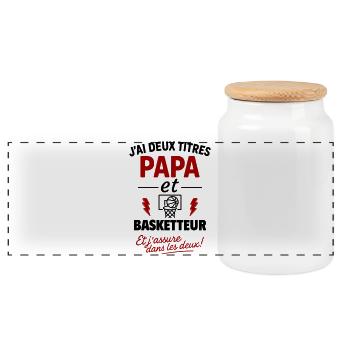 Dad Basketball Player Gift Father's Day Christmas - Panoramic Cookie Jar with Wooden Lid - white - Front