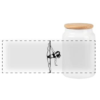 Danseuse au poteau Don acrobatique élégant - Boîte à biscuits avec couvercle en bois - blanc - Devant