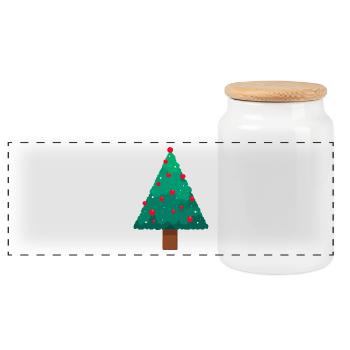 Weihnachtsbaum - Panorama Keksdose mit Holzdeckel - Weiß - Vorne