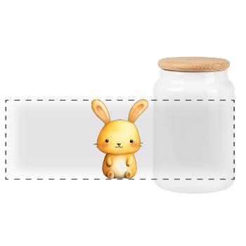 Süßes kleines Kaninchen – Niedliche Babyillustration - Panorama Keksdose mit Holzdeckel - Weiß - Vorne