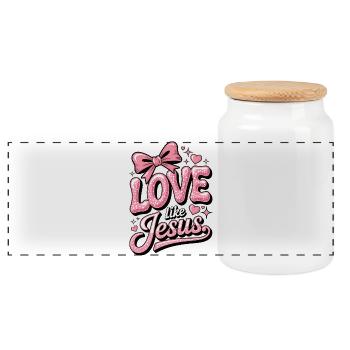 Love Like Jesus - Panorama Keksdose mit Holzdeckel - Weiß - Vorne