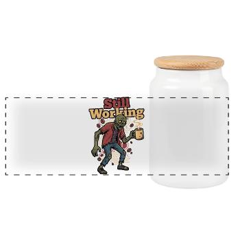 Toujours en train de travailler Zombie Coffee - Boîte à biscuits avec couvercle en bois - blanc - Devant