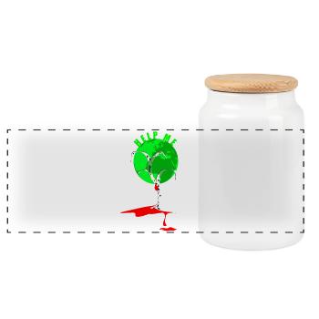Help Earth: Vulnerable Tree - Panoramic Cookie Jar with Wooden Lid - white - Front