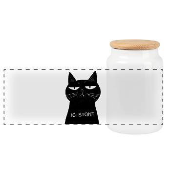 Cat Noir and Stont - Panoramic Cookie Jar with Wooden Lid - white - Front