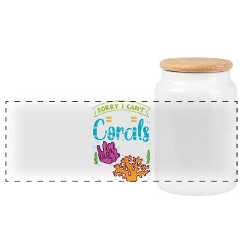 Sorry I Can't My Corals Need Me Reef Design - Panoramic Cookie Jar with Wooden Lid - white - Front