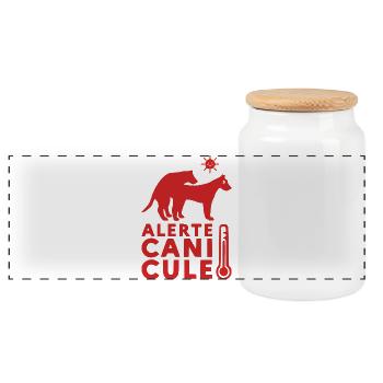 ALERTE CANICULE !  - Boîte à biscuits avec couvercle en bois - blanc - Devant