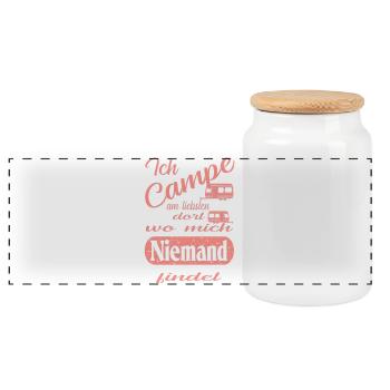 camp - Panoramic Cookie Jar with Wooden Lid - white - Front
