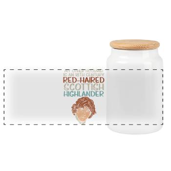 Mari écossais aux cheveux roux de Highlander design - Boîte à biscuits avec couvercle en bois - blanc - Devant