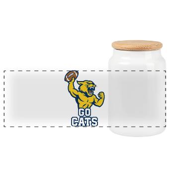Go Cats Football Wildcat Maskottchen-Power-Design - Panorama Keksdose mit Holzdeckel - Weiß - Vorne