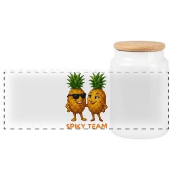 Duo Ananas Épicé - Boîte à biscuits avec couvercle en bois - blanc - Devant