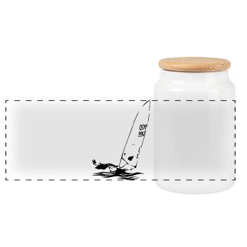 ILCA Laser Sailing Dinghy Sailboat Regatta Sailing Sports - Panoramic Cookie Jar with Wooden Lid - white - Front
