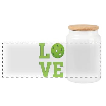 Pickleball Love  - Panoramic Cookie Jar with Wooden Lid - white - Front