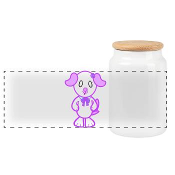KawaiiDOGGOS – Flora-Druck - Panorama Keksdose mit Holzdeckel - Weiß - Vorne