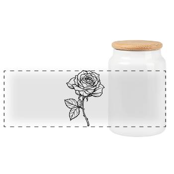 Fleur de rose - Boîte à biscuits avec couvercle en bois - blanc - Devant