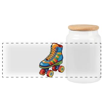 Roller skate - Panoramic Cookie Jar with Wooden Lid - white - Front