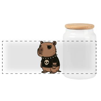  Goth Capybara Lustige Emo Punk Nagetiere - Panorama Keksdose mit Holzdeckel - Weiß - Vorne