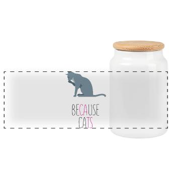 Parce que les chats - Boîte à biscuits avec couvercle en bois - blanc - Devant