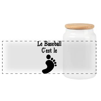 Le Baseball c’est le Pied - Boîte à biscuits avec couvercle en bois - blanc - Devant