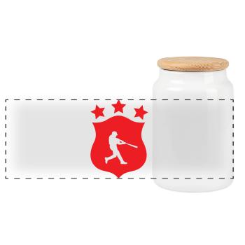 Baseball - Sport - Boîte à biscuits avec couvercle en bois - blanc - Devant