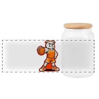 Pose de pouvoir de la mascotte des Bulldogs de basketball - Boîte à biscuits avec couvercle en bois - blanc - Devant