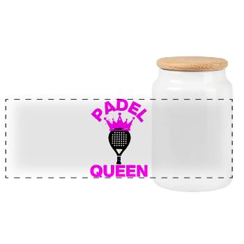 Padel Queen – Court Lady! Smash it pink - Panorama Keksdose mit Holzdeckel - Weiß - Vorne