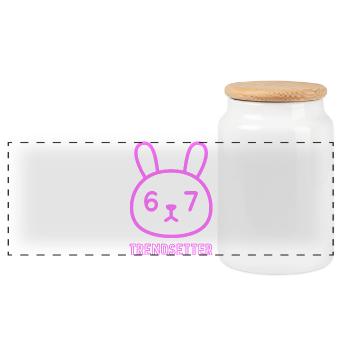 Neon Bunny 67 : Un lanceur de tendances - Boîte à biscuits avec couvercle en bois - blanc - Devant
