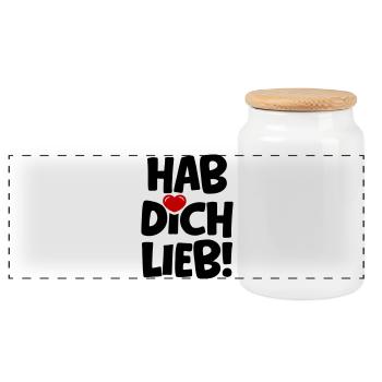 Love you - love in love - Panoramic Cookie Jar with Wooden Lid - white - Front
