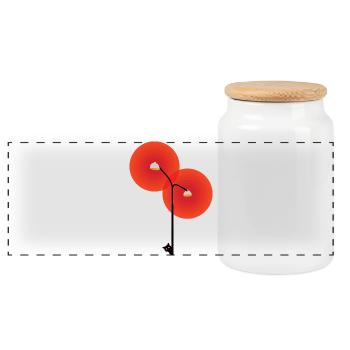 Street light with cat - Panoramic Cookie Jar with Wooden Lid - white - Front