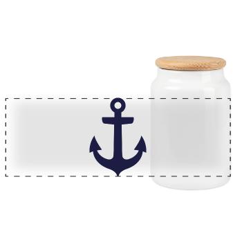 Anchor - Panoramic Cookie Jar with Wooden Lid - white - Front