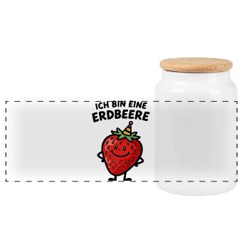 Fruits costumés de carnaval à la fraise - Boîte à biscuits avec couvercle en bois - blanc - Devant