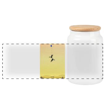 Floating Mice Adventure - Panoramic Cookie Jar with Wooden Lid - white - Front