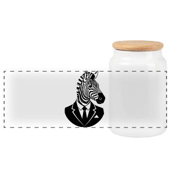 Zebra im Anzug – Elegantes Tier Business Design - Panorama Keksdose mit Holzdeckel - Weiß - Vorne