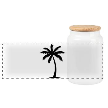 Icône de palmier - Boîte à biscuits avec couvercle en bois - blanc - Devant