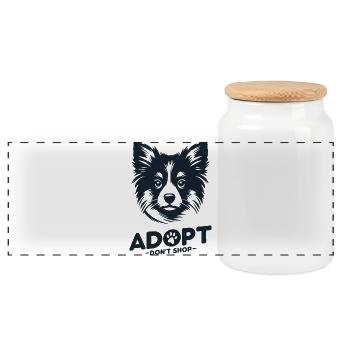 Adopt don't shop 3 - Panoramic Cookie Jar with Wooden Lid - white - Front