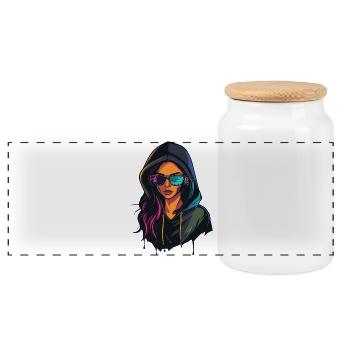 Hacker Programmeur, Développeur, Femme Portrait - Boîte à biscuits avec couvercle en bois - blanc - Devant