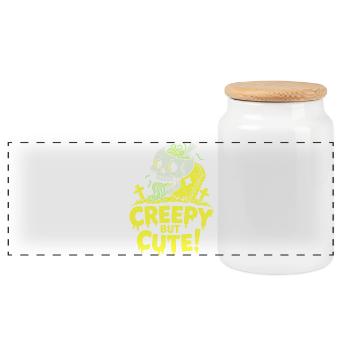 Creepy but Cute Skull Glow - Panoramic Cookie Jar with Wooden Lid - white - Front