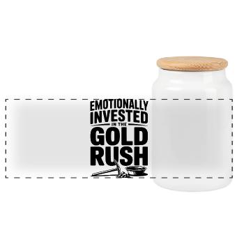 Emotionally Invested in the Gold Rush - Panoramic Cookie Jar with Wooden Lid - white - Front